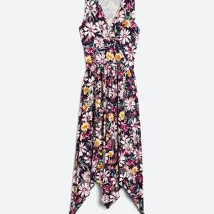 Flower mixed midi dress